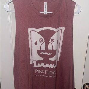 Pink Floyd Graphic Sleeveless Muscle Tee in Pink and White